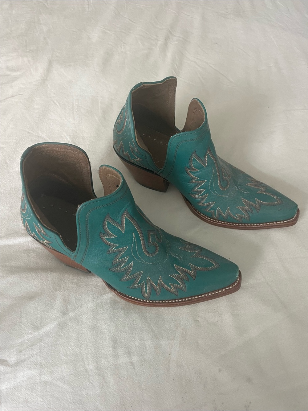 Ariat Teal Western Cutout Ankle Booties with Embroidered Detail